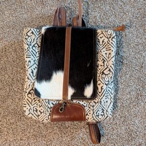 Myra Bag Black and White Patterned Backpack